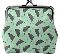 Porte-Monnaie en Cuir Noir Labrador Retrievers Vert pour Femme, Petite Pochette à la Monnaie avec Fermoir à Fermeture Kiss-Lock Fermeture à Boucle Portefeuille pour Cadeau Fille