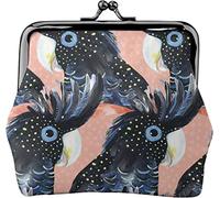 Porte-monnaie en cuir noir pour femme avec fermeture à boucle et fermeture à boucle Motif cacatoès australien, Comme indiqué sur la photo, Taille unique, Organiseur de sac