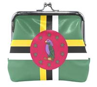 Porte-monnaie en cuir officiel avec motif drapeau de la Dominique avec boucle de verrouillage, petit porte-monnaie pour pièces de monnaie, Drapeau Dominique officiel, Classique