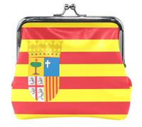 Porte-monnaie en cuir personnalisé avec drapeau de l'Aragon pour femme avec boucle mignonne