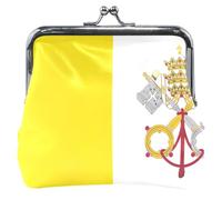 Porte-monnaie en cuir personnalisé avec motif drapeau de la ville du Vatican pour femme et fille avec boucle, verrou de baiser, porte-monnaie pour pièces de monnaie, Drapeau de la Cité du Vatican