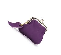 Porte-monnaie en cuir Petit porte-monnaie Changement avec Kiss Money Bag pour filles Beau porte-monnaie Clé en cuir avec serrure à baiser, lilas