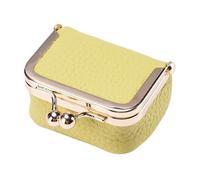 Porte-monnaie en cuir - Petit porte-monnaie | Pochette souple pour voiture | Serrure à baiser pour femme | Pochette pour clés de voiture avec verrou de baiser pour femme, jaune, Refer to description,
