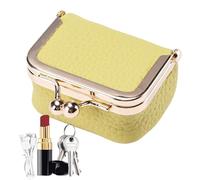 Porte-monnaie en cuir,Porte-monnaie en cuir, petit sac à cosmétiques, sac de toilette de maquillage, porte-monnaie Kiss Lock, pour femmes et , voyage, jaune, riferimento alla descrizione