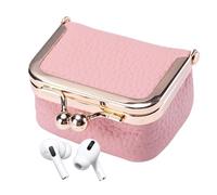 Porte-monnaie en cuir,Porte-monnaie en cuir, petit sac à cosmétiques, sac de toilette de maquillage, porte-monnaie Kiss Lock, pour femmes et , voyage, rose, riferimento alla descrizione