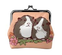 Porte-monnaie en cuir pour femme avec fermeture à baiser, deux cochons d'Inde suspendus