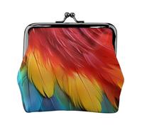 Porte-monnaie en cuir pour femme avec fermeture à baiser, fantastique pochette à main en plumes de perroquet