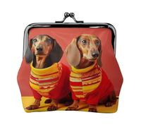 Porte-monnaie en cuir pour femme avec fermeture à baiser, joli teckel, mini porte-monnaie