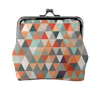 Porte-monnaie en cuir pour femme avec fermeture à baiser, motif triangle, mini porte-monnaie