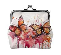 Porte-monnaie en cuir pour femme avec fermeture à baiser, papillon, jet goutte à goutte, aquarelle, mini porte-monnaie
