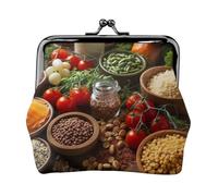 Porte-monnaie en cuir pour femme avec fermeture à baiser, porte-monnaie de ferme, photos alimentaires, mini porte-monnaie