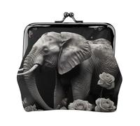 Porte-monnaie en cuir pour femme avec fermeture à baiser, portefeuille éléphant et papillon, mini porte-monnaie