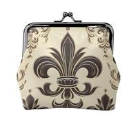 Porte-monnaie en cuir pour femme avec fermeture à baiser, portefeuille fleur de lys et armoiries de chevalier, mini porte-monnaie
