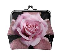 Porte-monnaie en cuir pour femme avec fermeture à baiser, portefeuille pailleté, rose