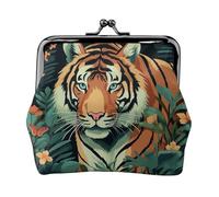 Porte-monnaie en cuir pour femme avec fermeture à baiser, portefeuille papillon et tigre, mini porte-monnaie