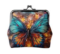 Porte-monnaie en cuir pour femme avec fermoir à baiser, fond papillon coloré, mini porte-monnaie