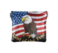 Porte-monnaie en cuir pour femme avec fermoir fantaisie Motif oiseau Marron, 4 juillet Jour de l'indépendance Brown Bird Land of Free, 1 size, Moderne