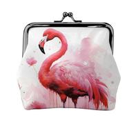 Porte-monnaie en cuir pour femme avec serrure à baiser, flamant rose, aquarelle, mini porte-monnaie