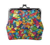 Porte-monnaie en cuir pour femme avec serrure à baiser, formes géométriques vives, mini porte-monnaie