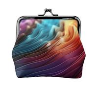 Porte-monnaie en cuir pour femme avec serrure à baiser, lignes colorées, mini porte-monnaie