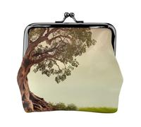 Porte-monnaie en cuir pour femme avec serrure à baiser, motif arbre avec paysage de branche, mini porte-monnaie