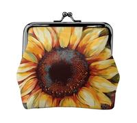 Porte-monnaie en cuir pour femme avec serrure à baiser, peinture couleur, tournesol, mini porte-monnaie