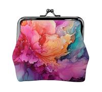 Porte-monnaie en cuir pour femme avec serrure à baiser, pochette colorée à l'aquarelle, mini porte-monnaie