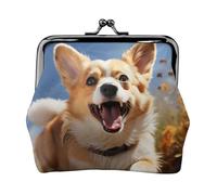 Porte-monnaie en cuir pour femme avec serrure à baiser, porte-monnaie Corgi