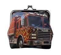 Porte-monnaie en cuir pour femme avec serrure à baiser, porte-monnaie en forme de camion de pompiers, mini porte-monnaie