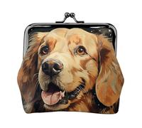 Porte-monnaie en cuir pour femme avec serrure à baiser, porte-monnaie Golden Retriever, mini porte-monnaie