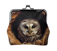 Porte-monnaie en cuir pour femme avec serrure à baiser, porte-monnaie hibou, trou d'arbre