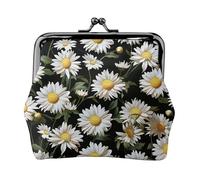 Porte-monnaie en cuir pour femme avec serrure à baiser, porte-monnaie marguerite