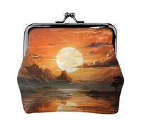 Porte-monnaie en cuir pour femme avec serrure à baiser, porte-monnaie orange ciel, mini porte-monnaie