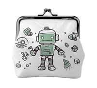 Porte-monnaie en cuir pour femme avec serrure à baiser, porte-monnaie robot, mini porte-monnaie