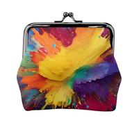 Porte-monnaie en cuir pour femme avec serrure à baiser, portefeuille coloré avec éclaboussures de peinture