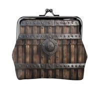 Porte-monnaie en cuir pour femme avec serrure à baiser, portefeuille en bois, château, mur, porte en métal, porte-monnaie