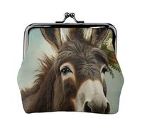 Porte-monnaie en cuir pour femme avec serrure à baiser, portefeuille en forme d'âne, animaux, mini porte-monnaie
