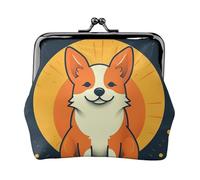 Porte-monnaie en cuir pour femme avec serrure à baiser, portefeuille ludique Corgi - Mini porte-monnaie