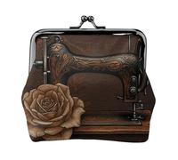 Porte-monnaie en cuir pour femme avec serrure à baiser, rose et pochette pour machine à coudre