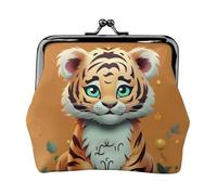 Porte-monnaie en cuir pour femme avec verrou de baiser - Année du tigre amusant - Mini pochette à monnaie