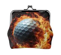 Porte-monnaie en cuir pour femme avec verrou de baiser, balle de golf sur le feu, mini porte-monnaie