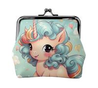 Porte-monnaie en cuir pour femme avec verrou de baiser, joli animal arc-en-ciel, mini porte-monnaie