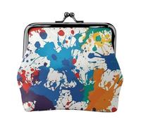 Porte-monnaie en cuir pour femme avec verrou de baiser, motif d'éclaboussures de peinture, mini porte-monnaie