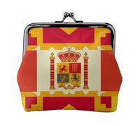 Porte-monnaie en cuir pour femme avec verrou de baiser, motif drapeau espagnol