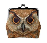 Porte-monnaie en cuir pour femme avec verrou de baiser, motif tête de chouette, mini porte-monnaie