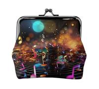 Porte-monnaie en cuir pour femme avec verrou de baiser, notes de musique colorées, mini porte-monnaie