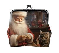 Porte-monnaie en cuir pour femme avec verrou de baiser, Père Noël, arbre à coudre, chat, mini porte-monnaie