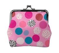 Porte-monnaie en cuir pour femme avec verrou de baiser, pochette à pois fous