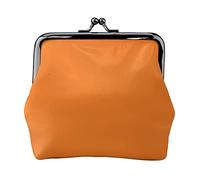 Porte-monnaie en cuir pour femme avec verrou de baiser, pochette de beauté orange brûlé