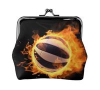 Porte-monnaie en cuir pour femme avec verrou de baiser, porte-monnaie brûlant des photos de volley-ball, mini sac à main